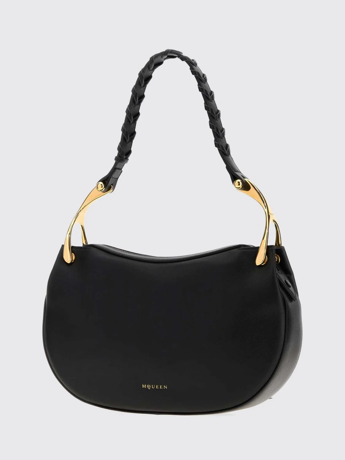 wishbone calfskin shoulder bag with woven handle