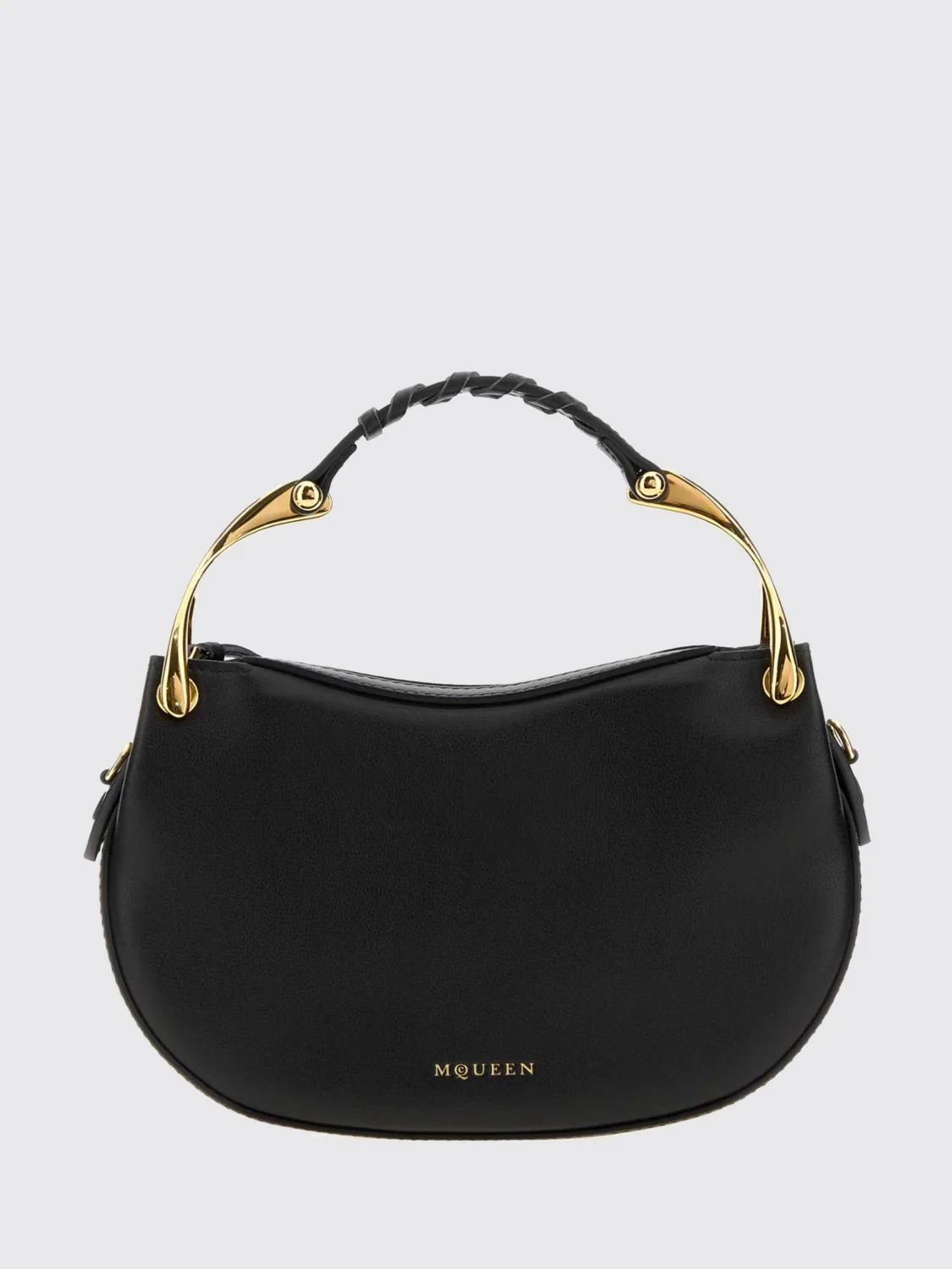 MCQUEEN OS wishbone leather mini handbag with removable shoulder strap
