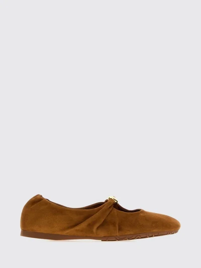 pebble draped suede sheepskin ballet flats