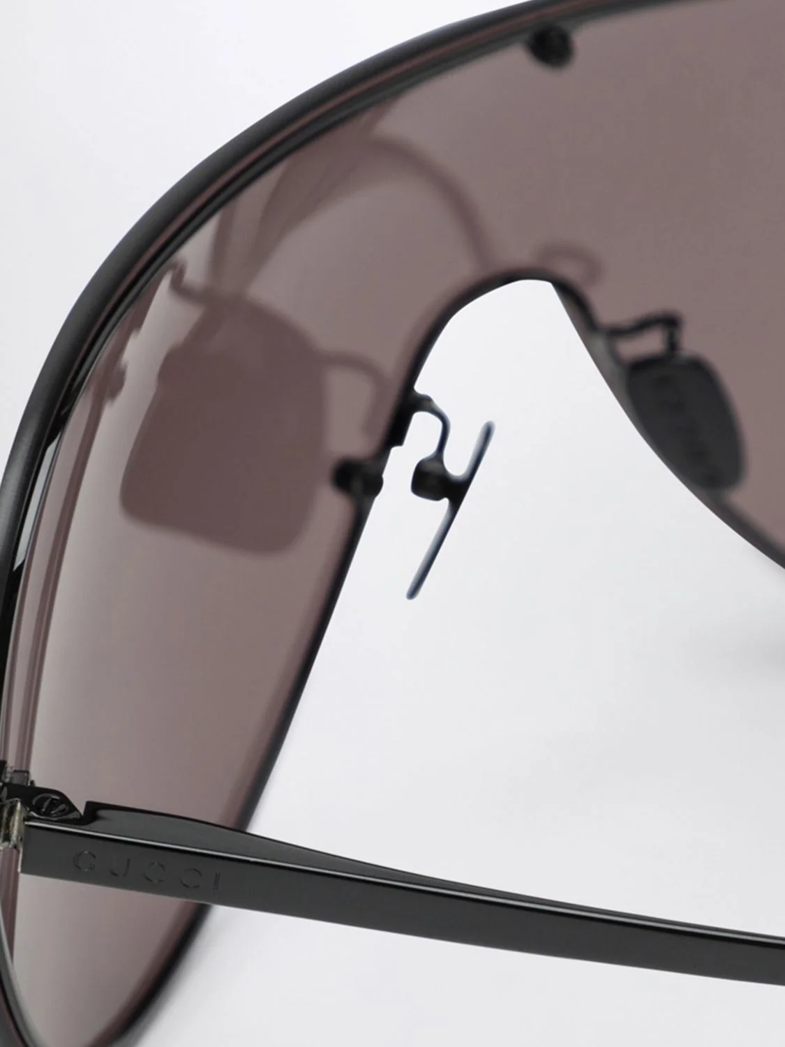 GUCCI OS aviator-style shield sunglasses in metal with engraved logo