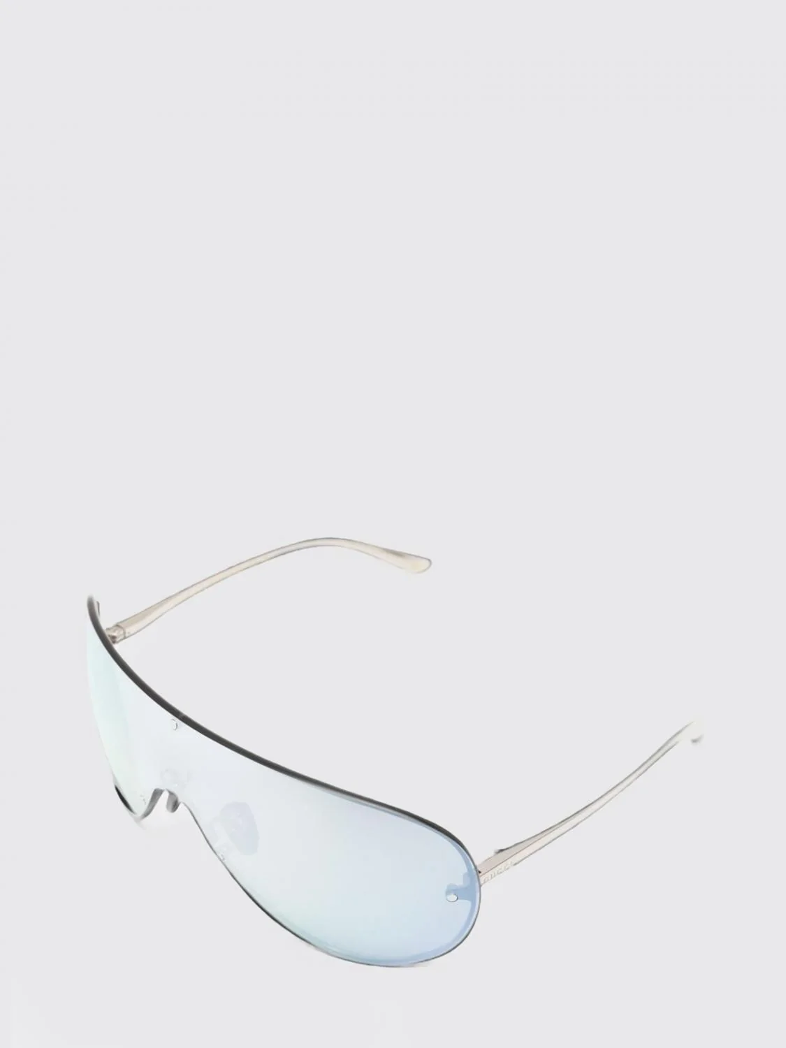 aviator-style shield sunglasses in metal with engraved logo
