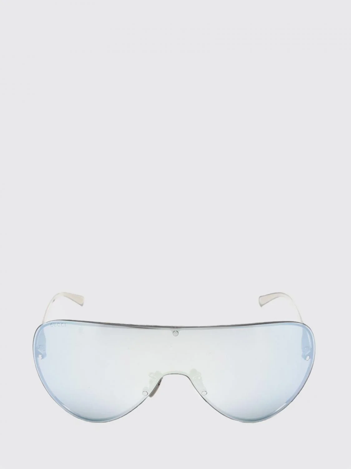 aviator-style shield sunglasses in metal with engraved logo
