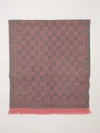 gg jacquard wool scarf with fringed edges