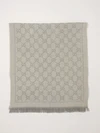 gg jacquard wool scarf with fringed edges