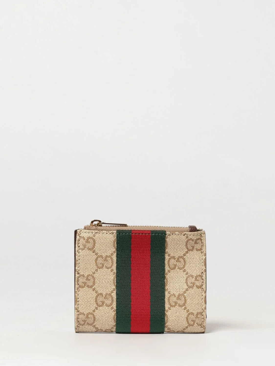 GUCCI OS bifold wallet in gg monogram jacquard fabric with stripes