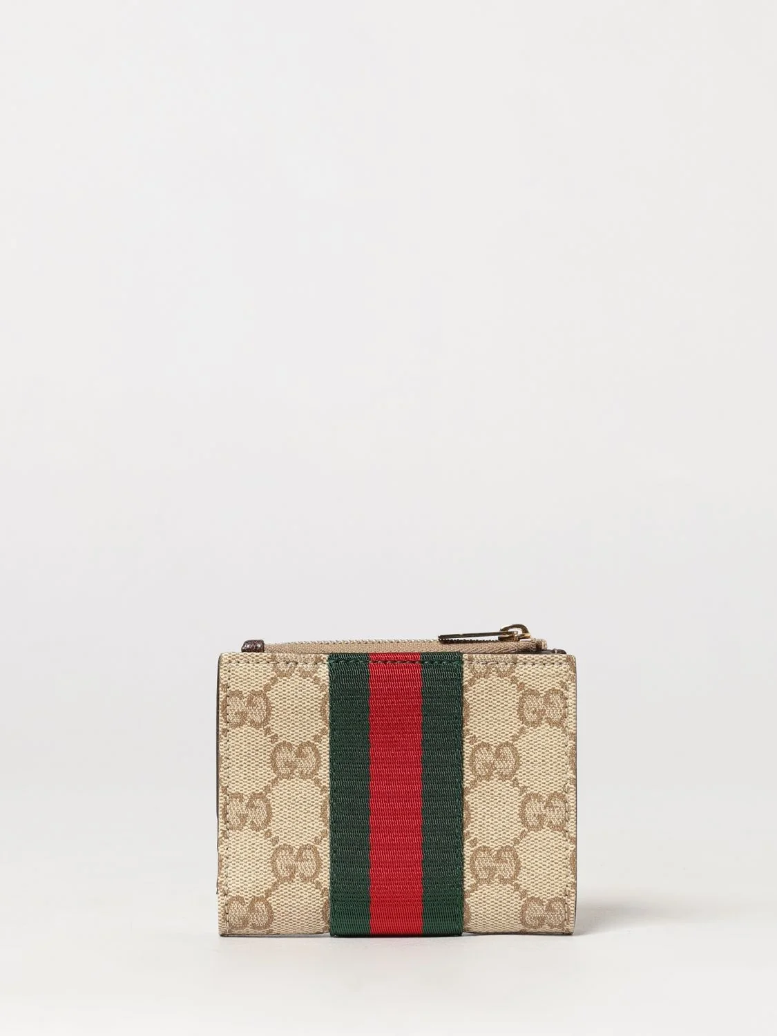 bifold wallet in gg monogram jacquard fabric with stripes