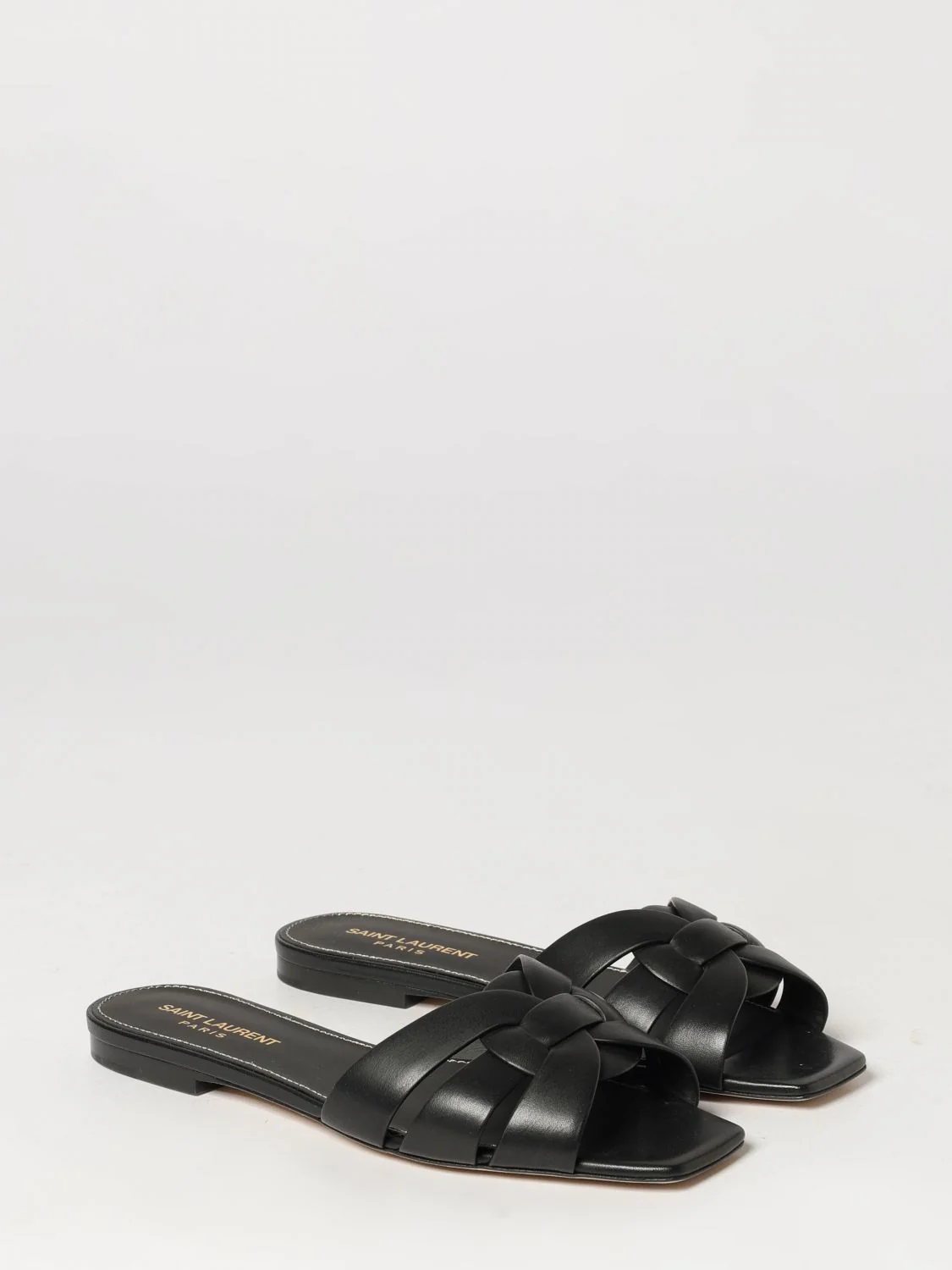 SAINT LAURENT 36 tribute smooth calf leather low-heeled mule sandals