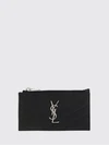 grain de poudre leather card holder with chevron pattern and ysl logo