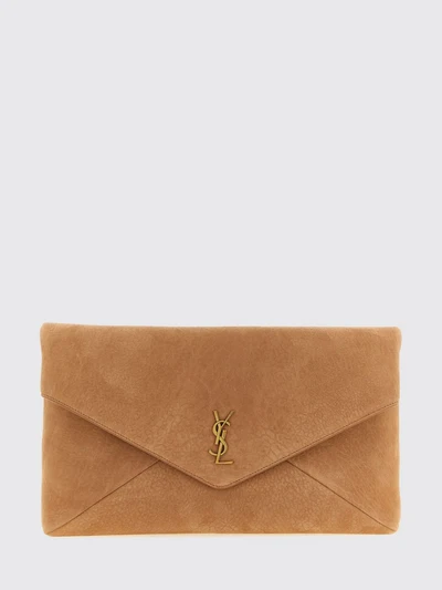 suede calfskin envelope clutch with ysl monogram