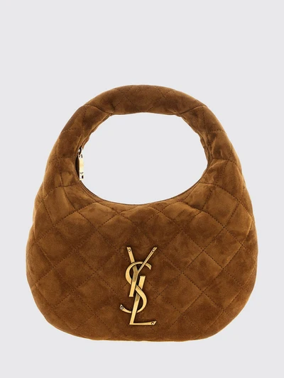 icarino quilted suede handbag with ysl logo