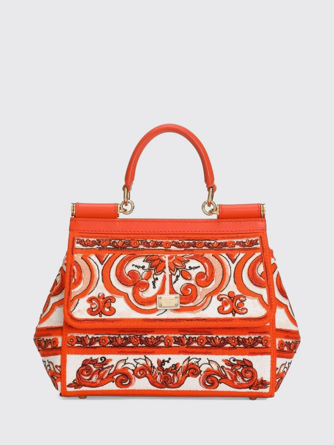 DOLCE amp; GABBANA OS sicily mini handbag in cotton with maiolica print