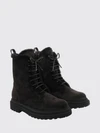 leather and suede combat boots with monili detail