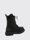 leather and suede combat boots with monili detail