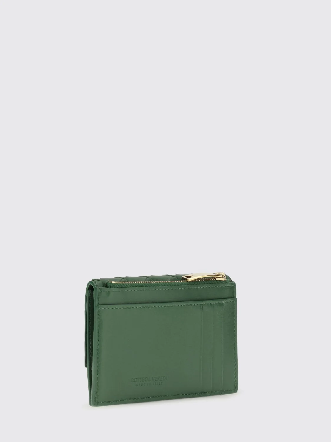BOTTEGA VENETA OS andiamo intrecciato lambskin zipped card holder
