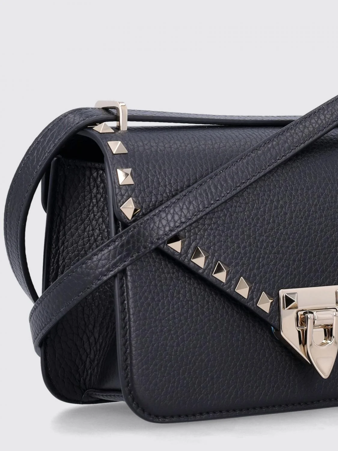 rockstud grained calfskin leather crossbody bag