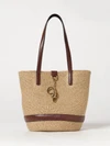 handbag chloé in two-colour raffia with double leather handles