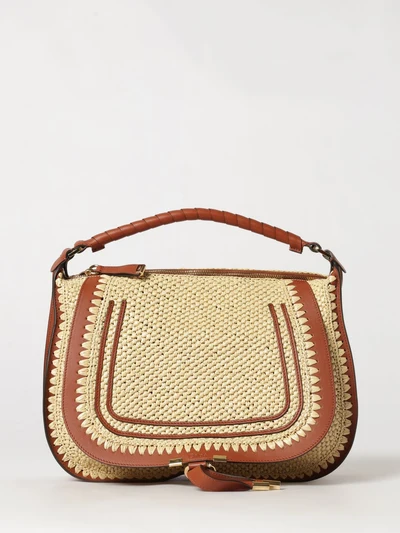 marcie shoulder bag chloé in raffia and leather with braided handle