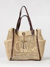 iconic bag chloé in crochet raffia with embroidered logo and four handles