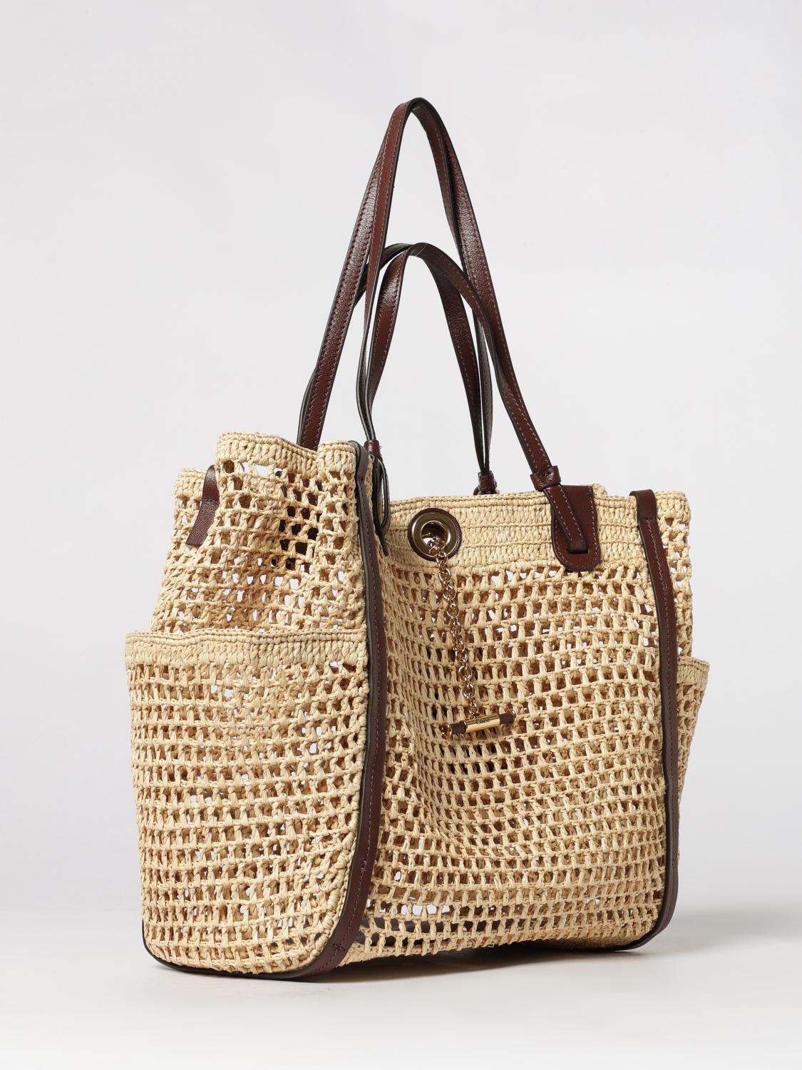 CHLOÉ OS iconic bag chloé in crochet raffia with embroidered logo and four handles