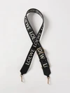 adjustable canvas and leather shoulder strap with jacquard logo