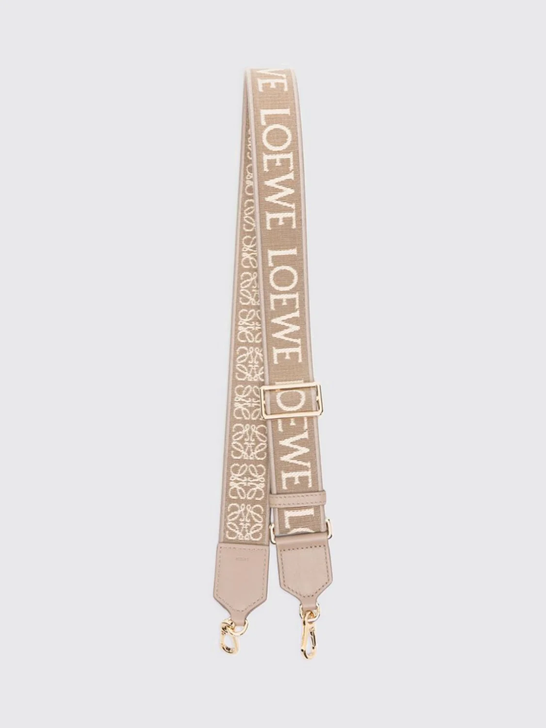 LOEWE OS adjustable canvas and leather shoulder strap with jacquard logo