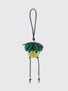 loomie bicolor woven calfskin keychain with fringes and engraved logo