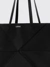 large puzzle fold calfskin leather tote bag with laminated logo