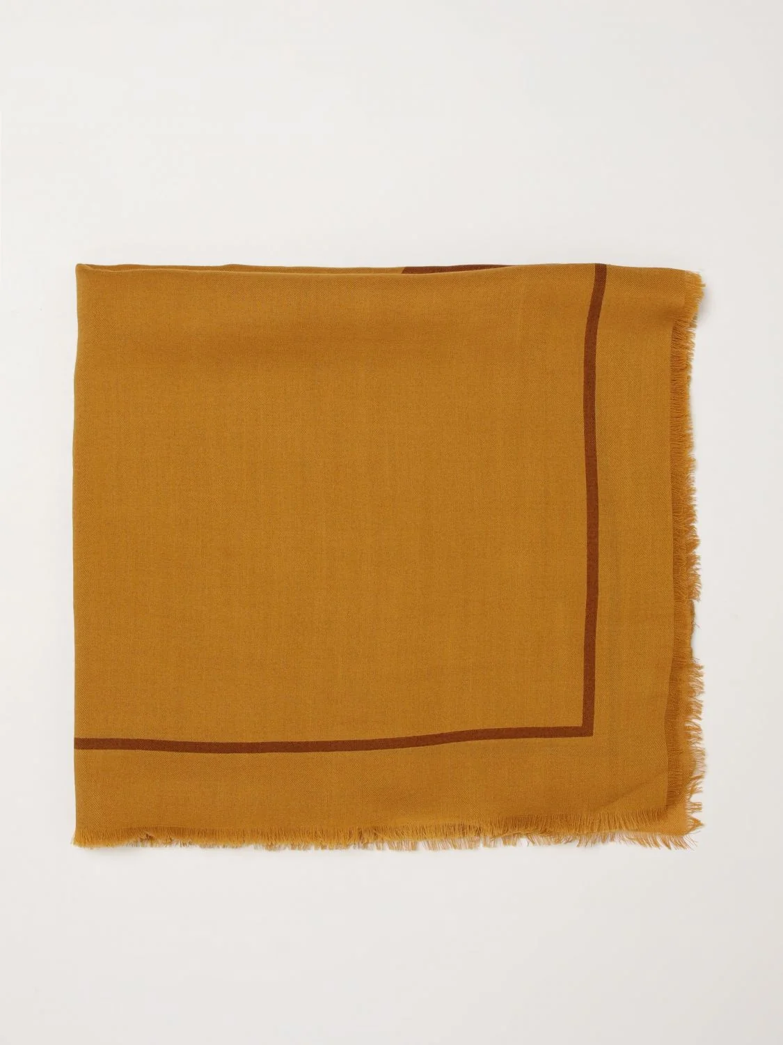 square wool scarf with ysl monogram print and fringed edges