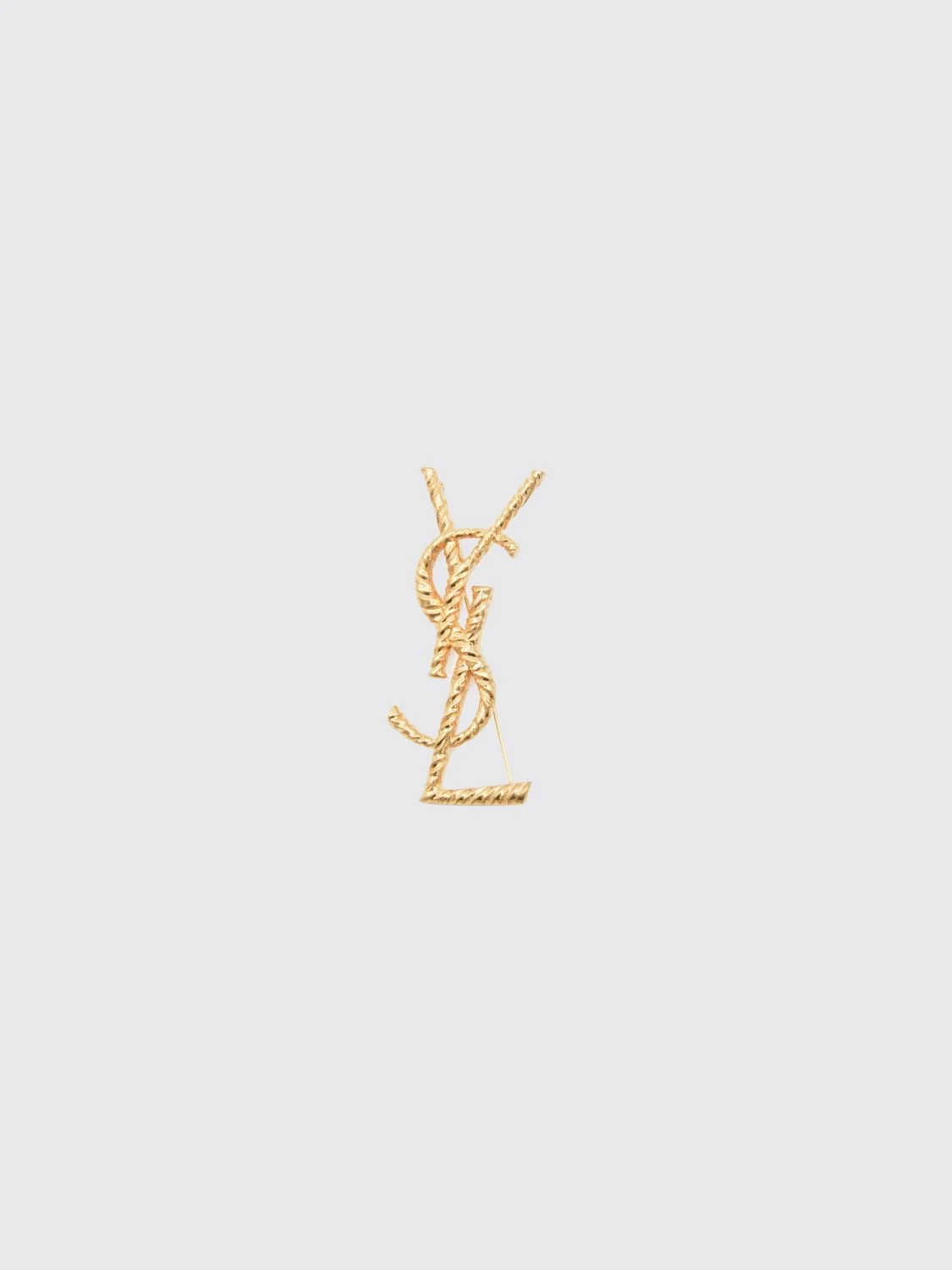 SAINT LAURENT OS cassandre ysl monogram gold-finish brass brooch