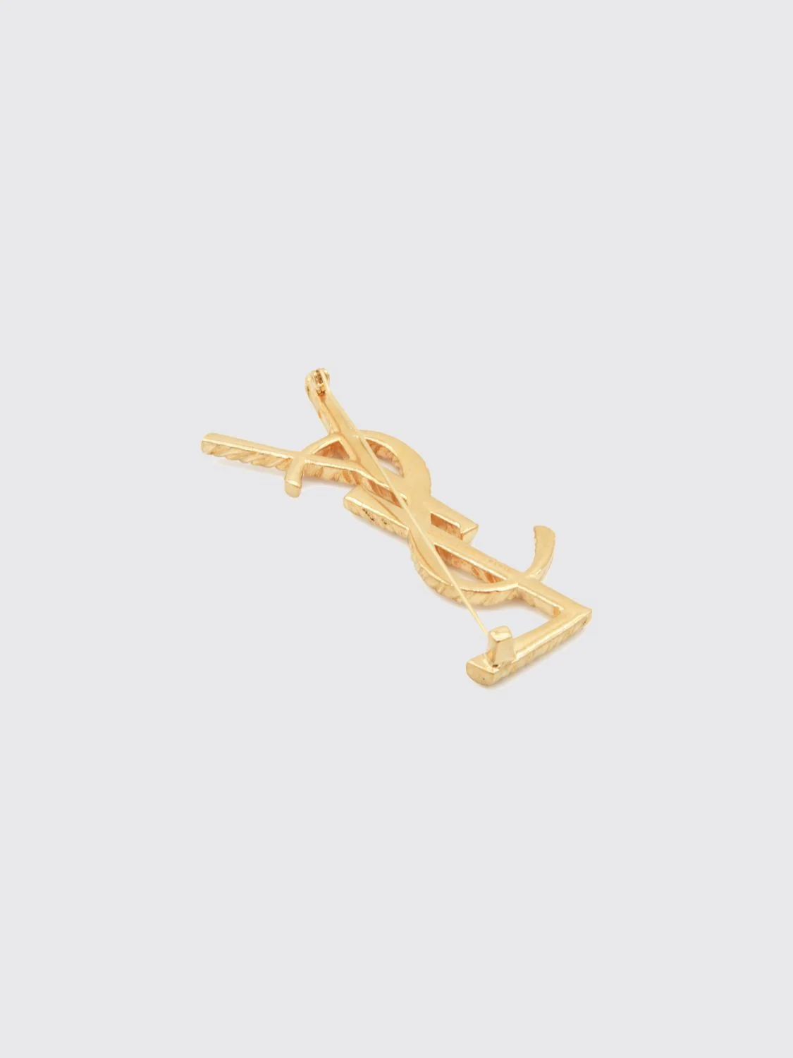 SAINT LAURENT OS cassandre ysl monogram gold-finish brass brooch