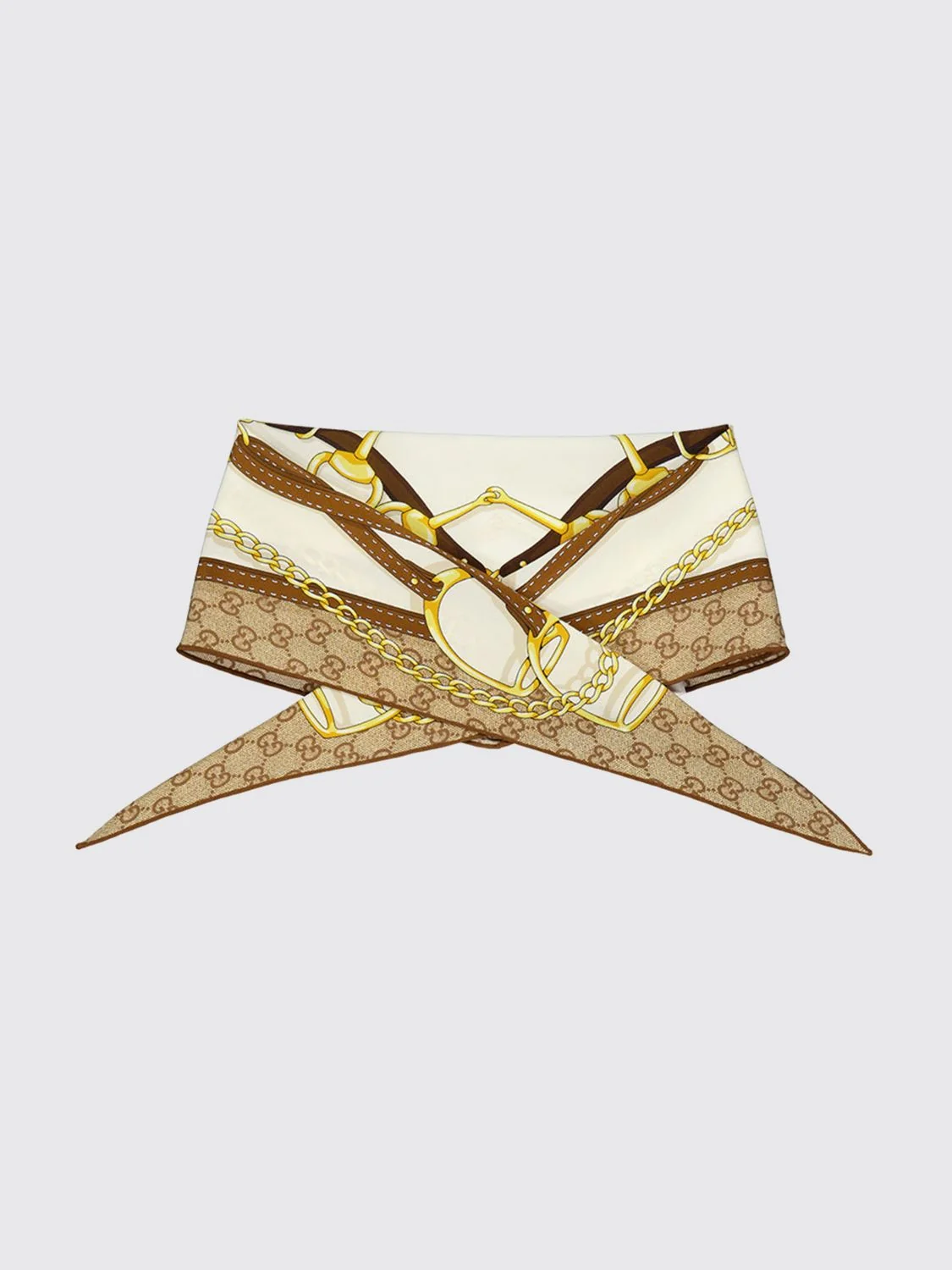 GUCCI OS silk belt with gg monogram print and horsebit detail