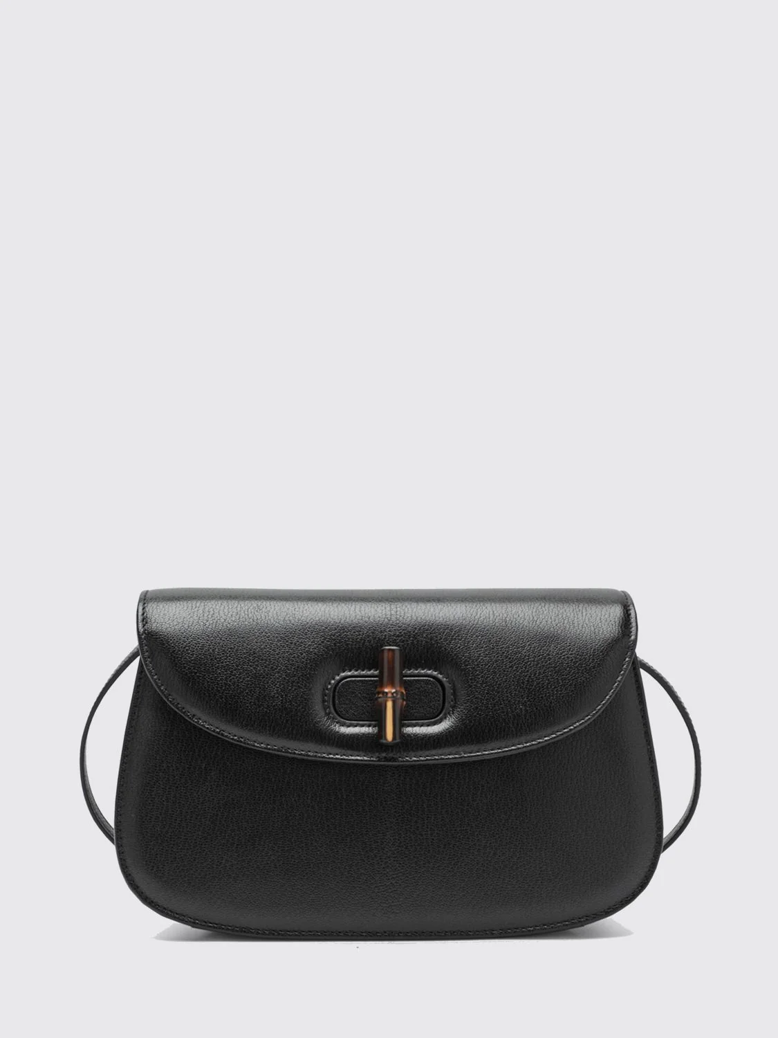 bamboo small goat leather shoulder bag with turn-lock closure