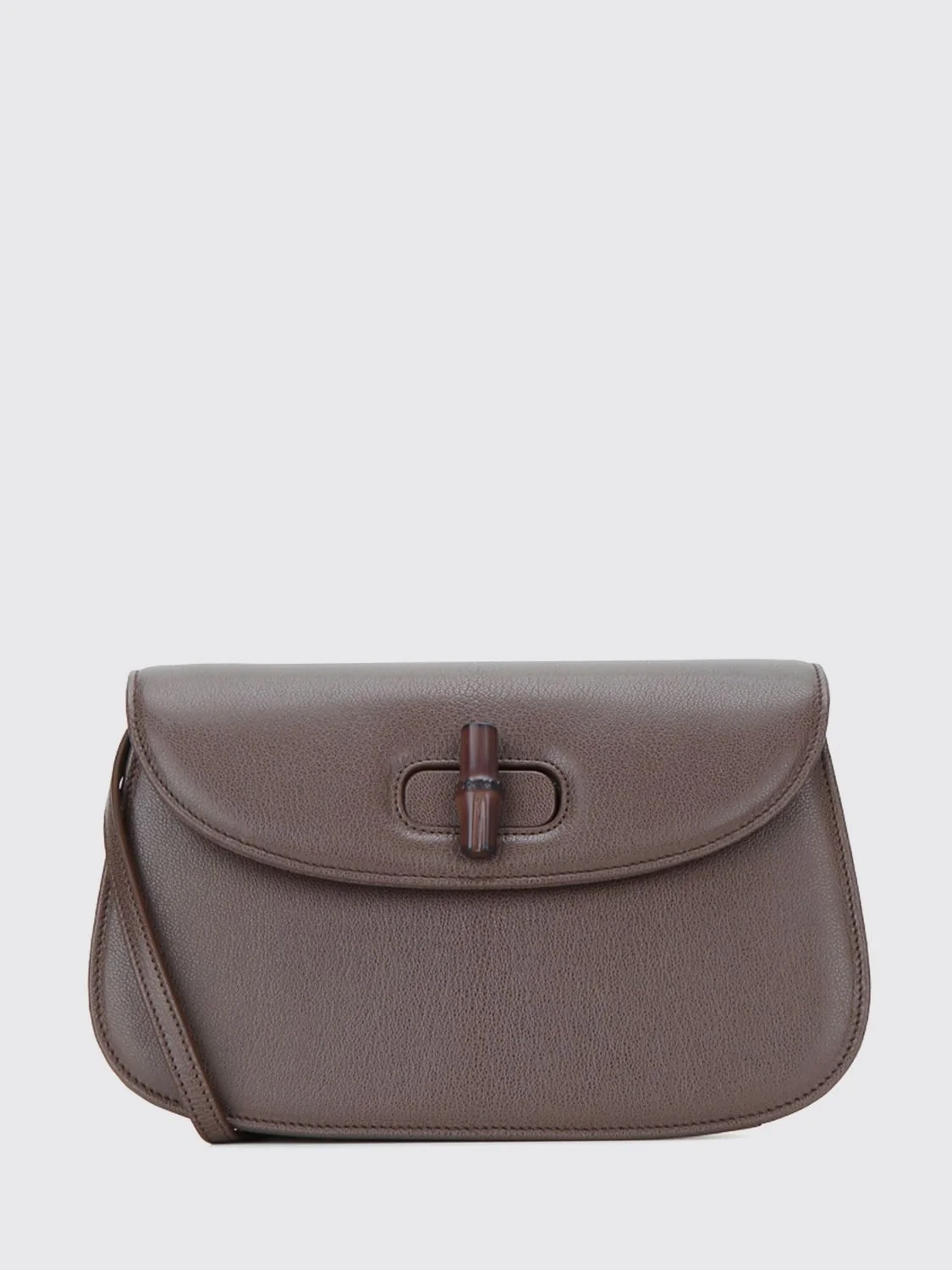 goat leather shoulder bag with turn-lock closure and detachable strap