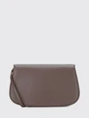 goat leather shoulder bag with turn-lock closure and detachable strap