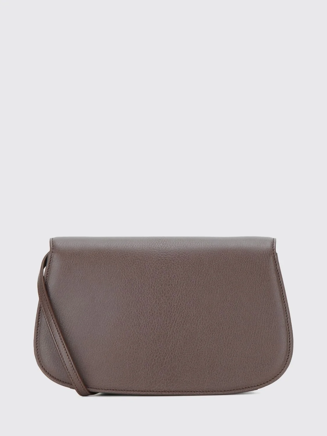goat leather shoulder bag with turn-lock closure and detachable strap