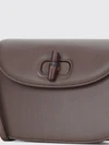 goat leather shoulder bag with turn-lock closure and detachable strap