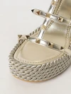 rockstud laminated leather wedge sandals with studs