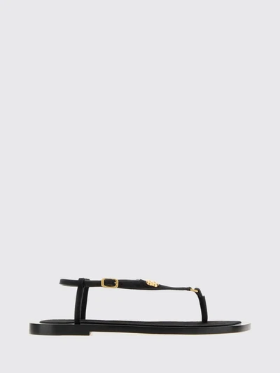 riva low-heeled goat leather thong sandals with logo
