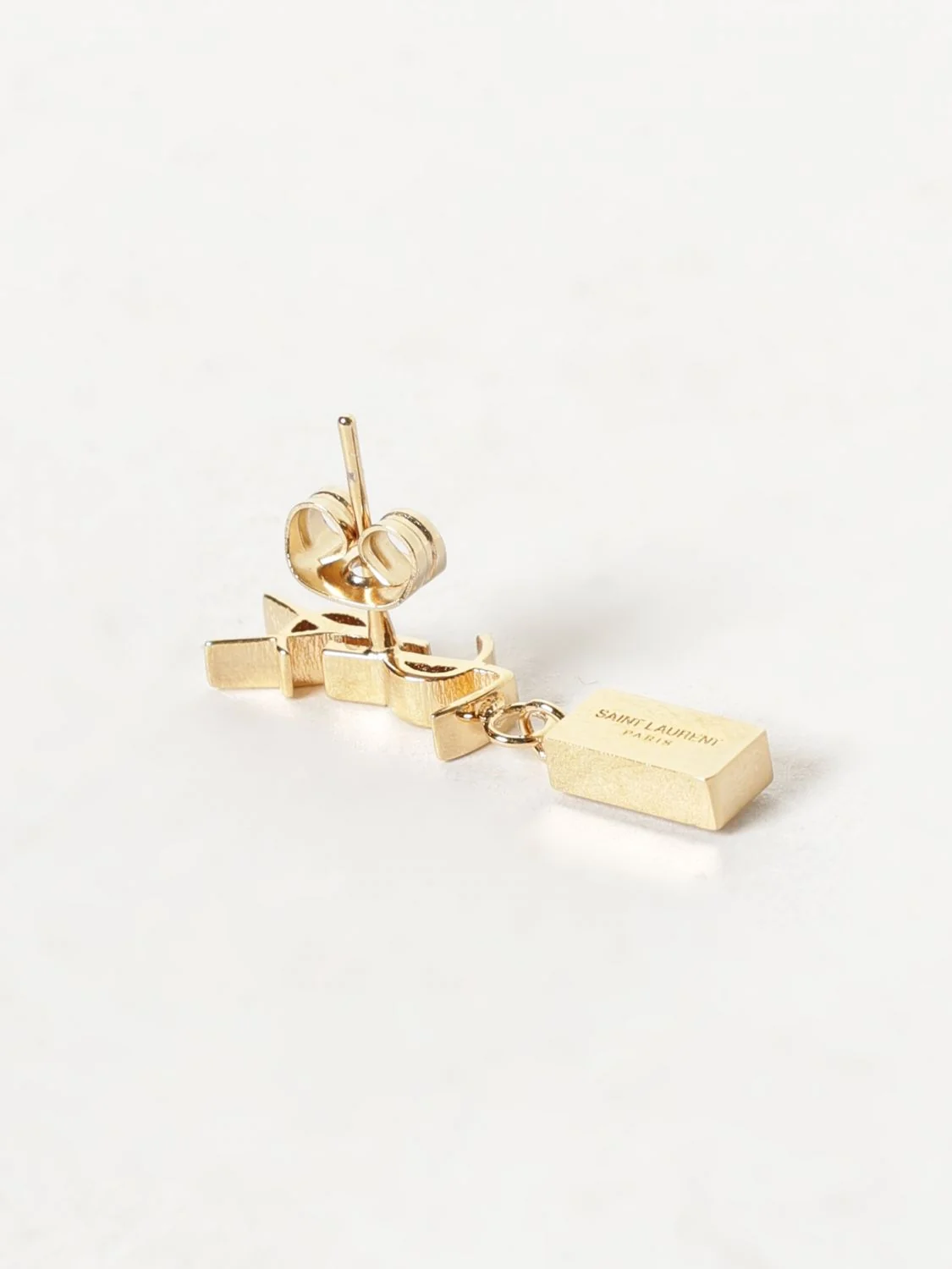 SAINT LAURENT OS cassandre ysl monogram brass earrings