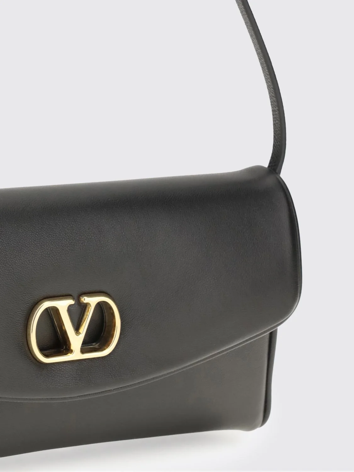 devain nappa leather shoulder bag with vlogo signature