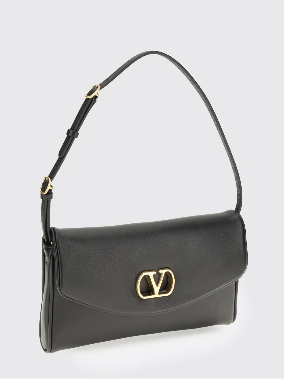 devain nappa leather shoulder bag with vlogo signature