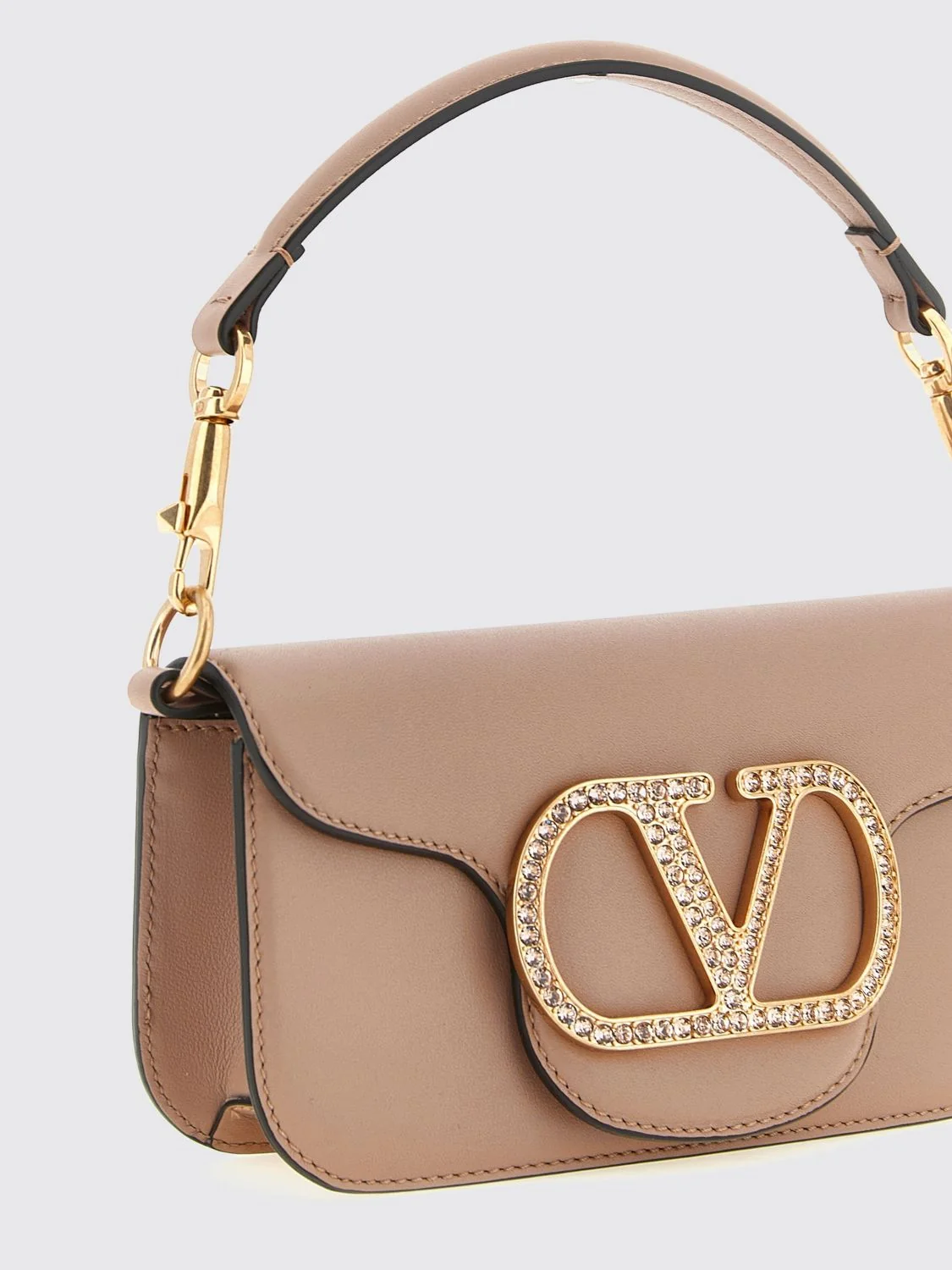 locò mini leather handbag with crystal vlogo