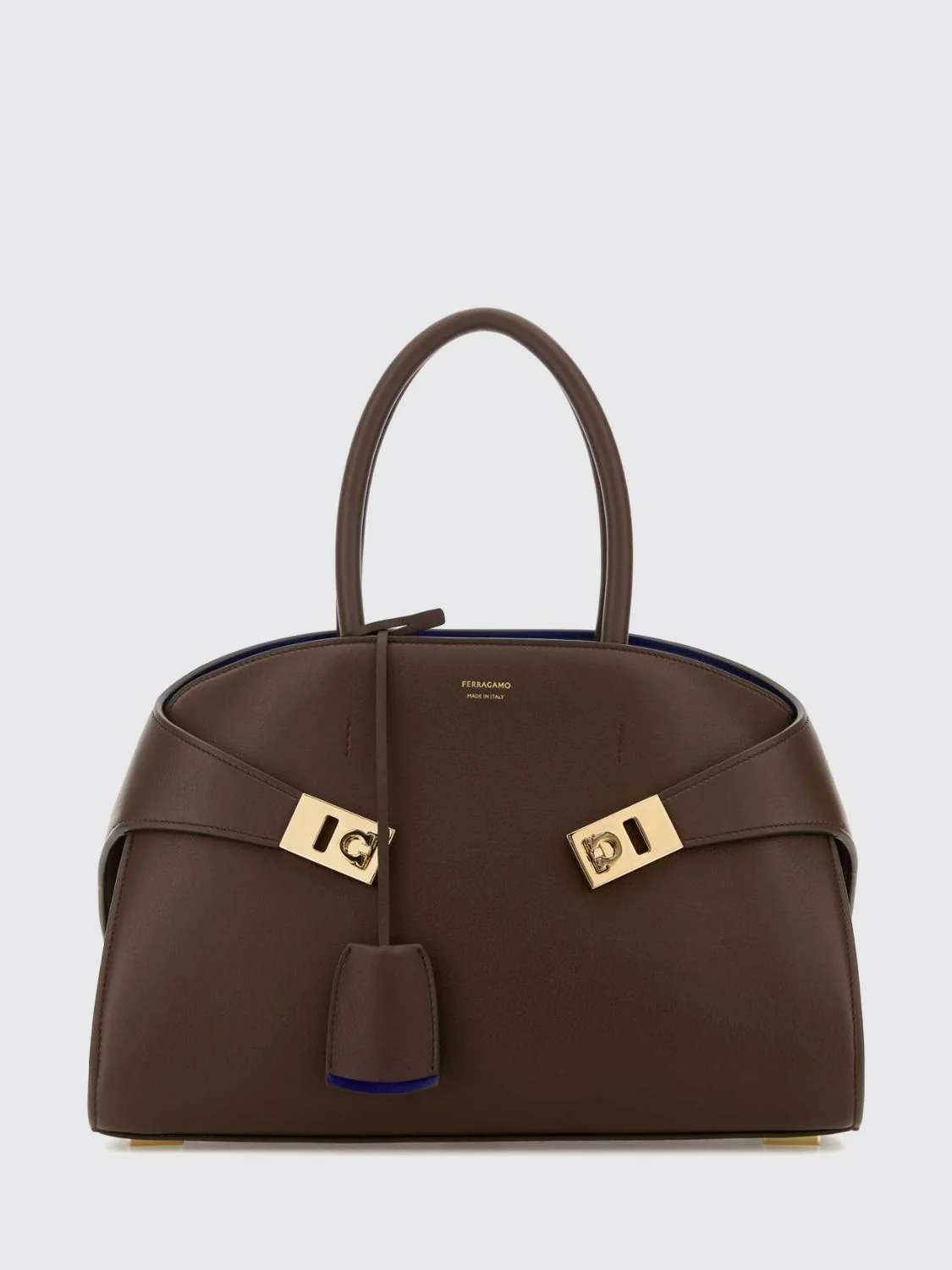 FERRAGAMO OS hug calfskin leather tote bag with double handles