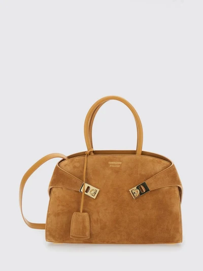 hug suede leather handbag with double handles