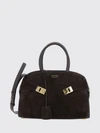 hug small suede leather top handle bag with removable strap