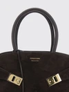 hug small suede leather top handle bag with removable strap