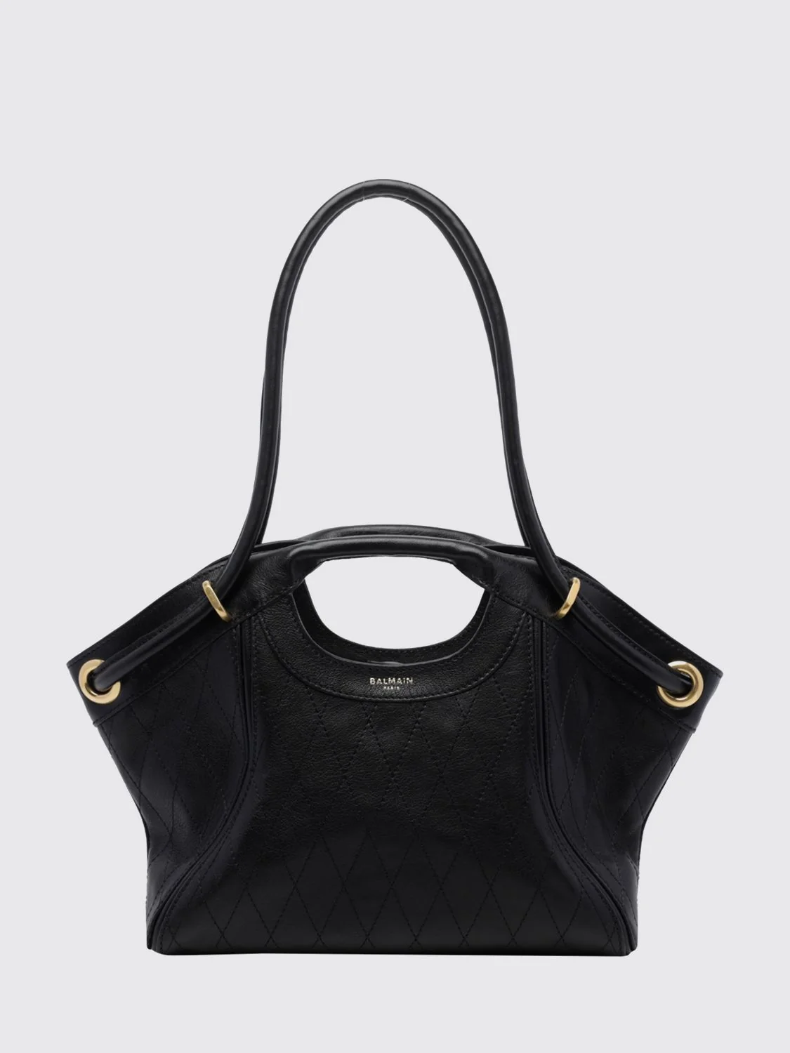 BALMAIN OS quilted sheep leather tote bag with inner pouch