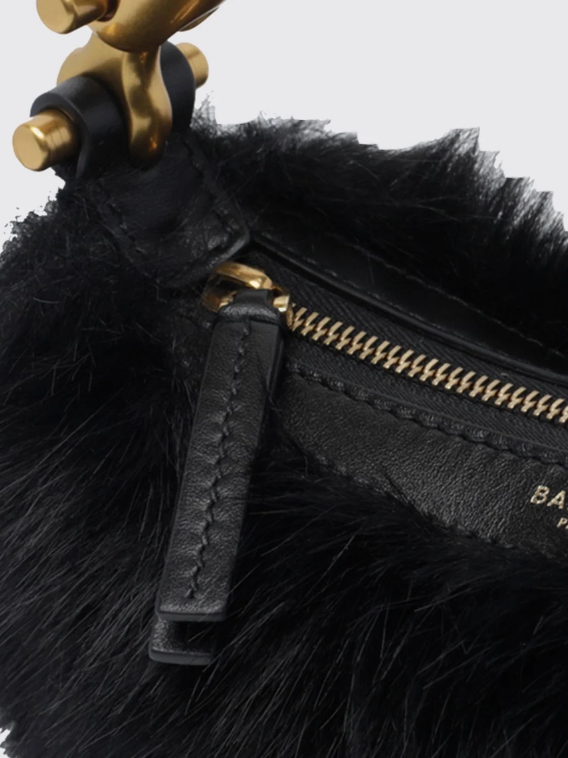ébène faux fur mini handbag with rigid handle