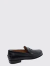 brushed leather loafers with strap and metal logo