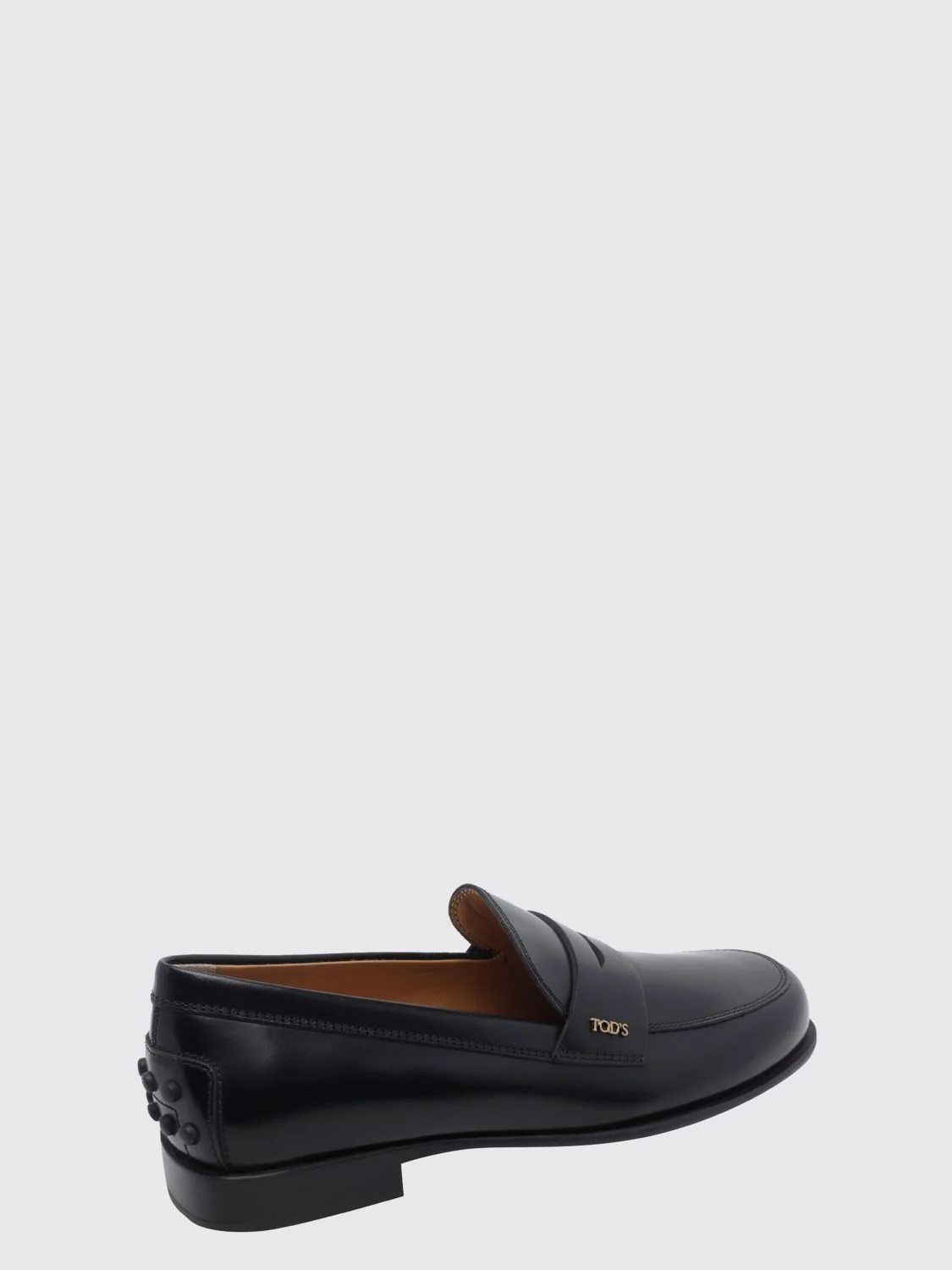 brushed leather loafers with strap and metal logo